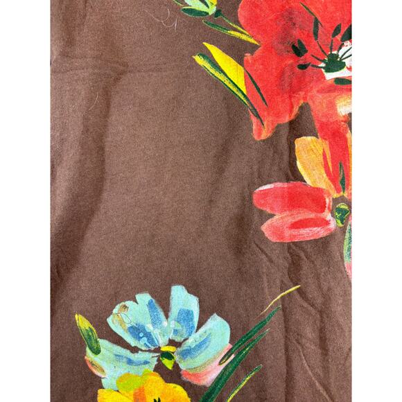 Abercrombie & Fitch Floral Graphic Tee Womens Large Brown V-Neck Boho Artsy Y2K - Picture 3 of 6